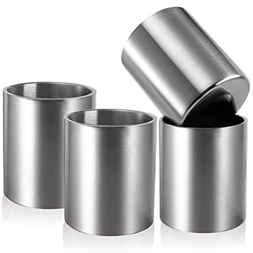 ZEAYEA 4 Stück Edelstahl Whiskey Glas, 284 ml doppelwandiger Whiskey Tumbler, unzerbrechliches altmodisches Glas, Bourbon Glas Lowball Glas Tolles Geschenk für Männer, Vater, Whiskey-Liebhaber von ZEAYEA