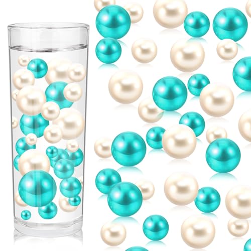 ZEBMOON Kunstperlen für Vasen, Vasenfüller, Kunstperlen, keine Löcher, für Party, Jahrestag, Geburtstag, Hochzeit, Tischdekoration, 10/14/20/30 mm, Blaugrün, 200 Stück von ZEBMOON