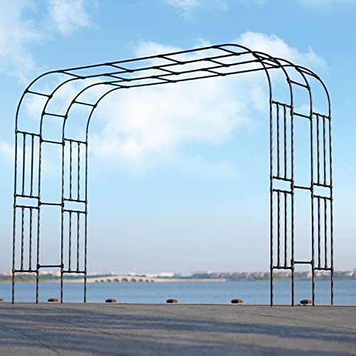 ZECHKA Gartenbogen, 1.8x2.4x0.4m Metall Pergola Rankhilfe Schwarz, Rosenbogen, Rankgitter Torbogen, Für Rosenhilfe Kletterpflanzen, Hinterhof, Rasen, Terrasse, Innenhof (Size : 3.2x2.4x0.4m) von ZECHKA