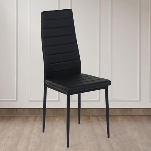 ZECIIYE Esszimmerstühle,Küchenstühle Kunstleder mit metallgestell,Hohe rückenlehne,Polsterstuhl Modern für Esszimmer,Wohnzimmer und Küchen,Schwarz von ZECIIYE