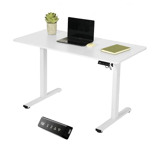 ZECIIYE Höhenverstellbarer Schreibtisch Elektrisch 120x60 cm,Gaming Tisch mit USB und Haken,2 Memory Funktion,Ergonomischer Elektrischer Stehschreibtisch für Homeoffice Lernbüro,Computertisch Weiß von ZECIIYE