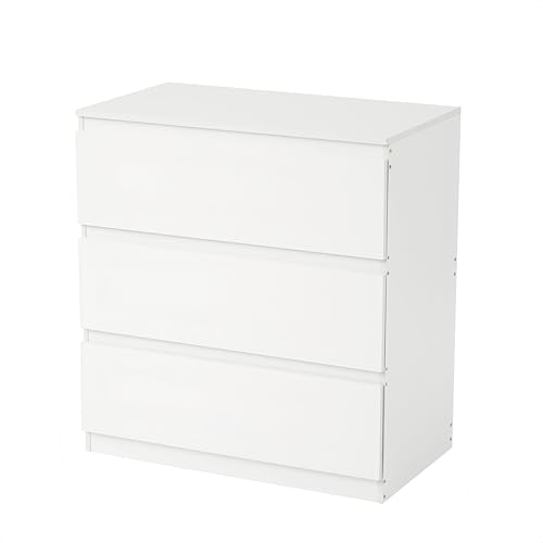 ZECIIYE Kommode mit 3 Schubladen, Buffet, Schminktisch, Nachttisch, Wickelkommode, modern, Aufbewahrungsmöbel für Schlafzimmer, Wohnzimmer, Büro und Eingangsbereich, Weiß, 70 x 40 x 75 cm von ZECIIYE