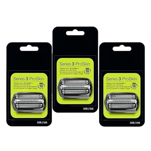 32B Ersatzscherkopf, Folie Und Cutter, Kompatibel Mit Braun, Serie 3 32B 3000s, 3010s, 3040s, 3050cc, 3070cc, 3080s(3pcs) von ZECKJVTD