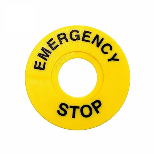 ZEDEVB ABS-Not-Aus-Schalter, Alarmring, gelbes Schild, Knopfbox, Warnung, Stopp, Außendurchmesser: 60 mm, Öffnung: 22 mm, 10 Stück von ZEDEVB