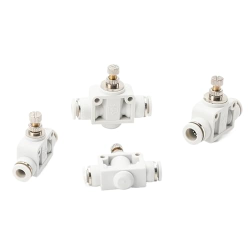 ZEDEVB DSA 4 6 8 10 12 mm OD Rohrdurchflusskontrolle, Drosselklappenventil, pneumatische Armaturen, pneumatischer Drehzahlregelungsanschluss (4 mm Außendurchmesser) Weiß von ZEDEVB