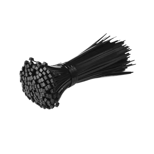 ZEDEVB Selbstsichernde Kunststoff-Nylonbinder, 100 Stück, schwarz, 5 x 300 Kabelbinder-Befestigungsringe, 3 x 200, Kabelbinder-Set, Nylon-Kabel-Set (3 x 80 mm) von ZEDEVB