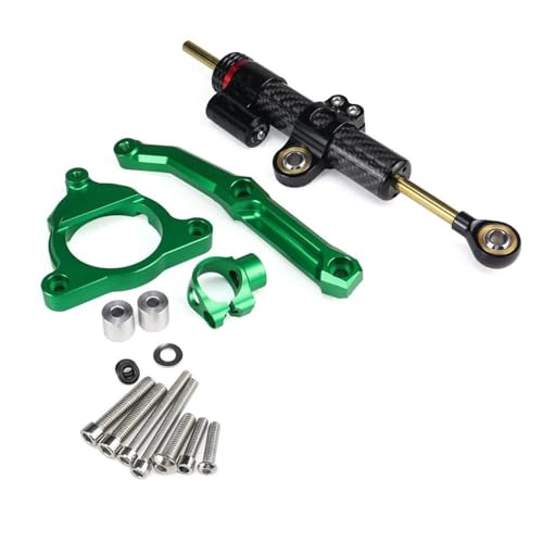 ZEEBQHKLW Motorradlenker Stabilisator Für Kawasaki Z800 Z800 Z800E 2013 2014 2015 2016 Motorräder Lenkung Stabilisieren Dämpfer Halterung Mount Kit(Green - Carbon Fibe) von ZEEBQHKLW