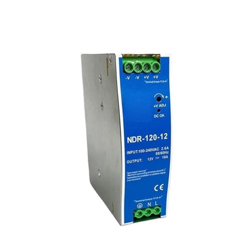 hutschienen-netzteil NDR-120-24 DIN Rail Mounted Guide Type Switching Power Supply Ultra-Thin 12V10A /24V5A 120W Metal Shell AC/DC (Size : NDR-120-12) von ZEEGII