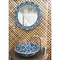Buntes Keramik Waschbecken, Handgemachtes Rustikales Rundes Lotus Blume, Garderobe von ZEEMRusticHomeDecor