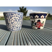 Keramik Innen-Blumentopf, Shot Cup, Abstrakte Kaktus-Pflanzer, Sommerimpressionen, Handgemalter Sukkulenten-Ton Blumentopf, Blumendesign-Geschenk von ZEEMRusticHomeDecor