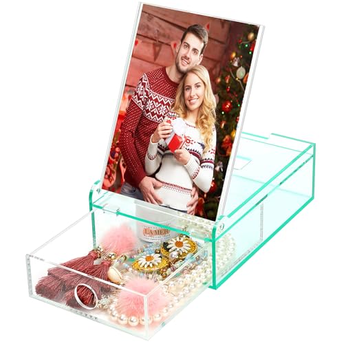 ZEEYUAN Acryl-Bilderrahmen und Aufbewahrungsbox, dekorative Erinnerungsbox, Geschenke für Weihnachten, Hochzeit, Jahrestag, 10,2 x 15,2 cm, Bilderrahmen für Desktop-Display von ZEEYUAN