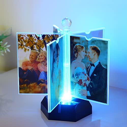 ZEEYUAN Automatische Drehender Bilderrahmen 10x15 mit Led 10 Fotos Transparente Fotorahmen für viele Bilder aus Acryl Moderner Rahmen für Hochzeit Familien Geburtstag… von ZEEYUAN