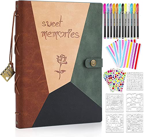 ZEEYUAN Scrapbook Album zum Selbstgestalten Leder Fotoalbum Set zum Einkelben als Geschenk für Muttertag Weihnachten Hochzeit Geburtstag von ZEEYUAN