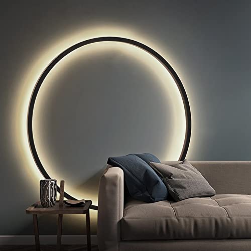 ZEHUILT Minimalistische Kreis Wandleuchte Moderne LED-Hintergrund Dreifarbiges Dimmen mit USB-Stecker Nachttischlampe Wandlampen Wohnzimmer Couchtisch Wandleuchte Beleuchtungsleuchte,30cm von ZEHUILT