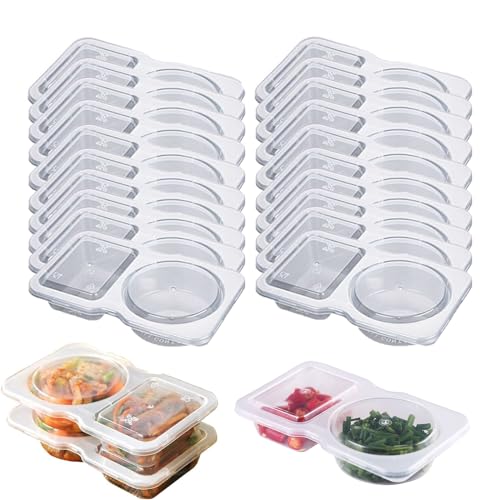 ZEID 20Pcs Reusable Snack Pack Containers, Double Compartment Snack Containers, Reusable Snack Container, Double Compartment Condiment Container ZEID 20Pcs Reusable Snack Pack Containers, Double Compartment Snack Containers, Reusable Snack Container, Double Compartment Condiment Container von ZEID