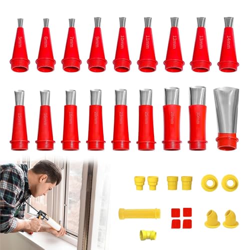 Ein Satz einteiliger Edelstahldüsen, 32 Stück Verschiedene Größen Kartuschenspitzen Integriertes Gummidüsen-Werkzeugset, Silikon Spitzen Universal Integrated Rubber Nozzle Tool Kit von ZEIEYA
