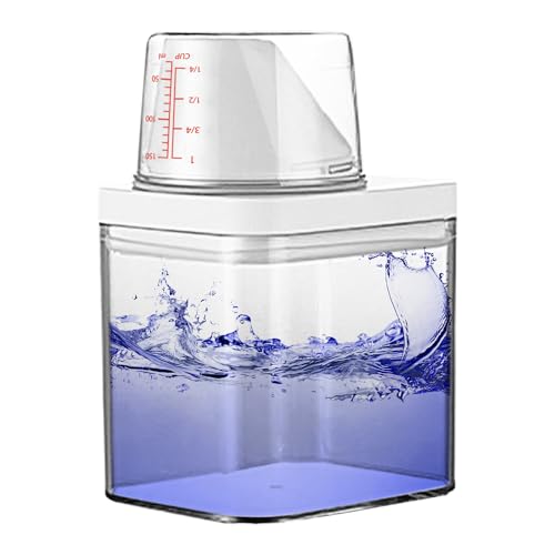 Waschmittelspender, 700ML Waschmittel Aufbewahrung Spender Waschpulver Aufbewahrungsbox Wiederverwendbar Leere Flaschen Aufbewahrung Spender mit Messbecher Mehrzweck von ZEIEYA
