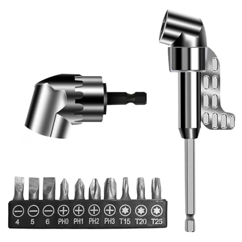 105° Winkelschrauber Vorsatz Adapter, Winkelbohraufsatz Corner Tool Screw Hub with Multi-function Bend Screwdriver Bit, 1/4-Zoll Sechskantschaft Winkelgetriebe für Garage, Bauarbeiter von ZEIEYA