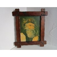 Vintage Bild Alter Mann Raucher Hut Bart Holzrahmen Vintage Bild Alter Mann Raucher Hut Bart Holzrahmen von ZEITJUWELEN