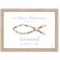 Geldgeschenk Karte Geburt + Taufe, Kommunion , Konfirmation Glückwünsche Geschenk, Geld Geschenk Mit Namen, Geschenkidee Tauffisch von ZEITRAUMKUNSTDRUCKE