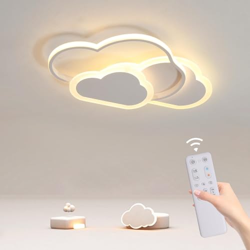 LED Deckenleuchte, Kreative Wolken Deckenlampe, 42W 3200lm 52cm, mit dimmbarer Fernbedienung 3000-6500K, moderne weiße Deckenleuchten Wandleuchte für Wohnzimmer Schlafzimmer Flur und Kinderzimmer von ZEKEI