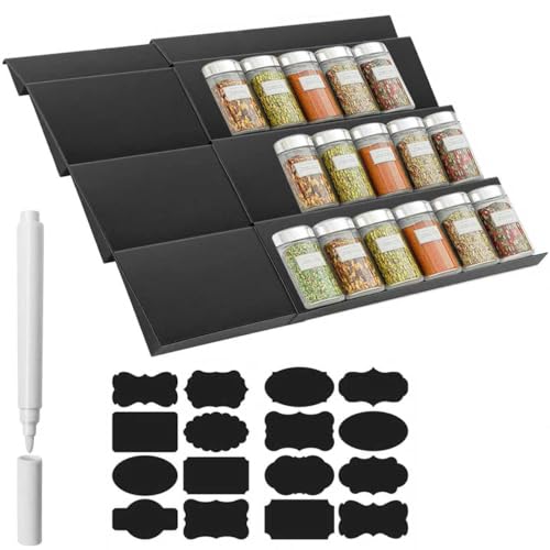Gewürz Organizer Gewürzregal Schublade Gewürz Gewürzregal Schublade Gewürz Schubladeneinsatz 30cm Bis 60cm Ausziehbar Gewürze Organizer Gewürzschublade Ordnungssystem Mit 4 Ebenen(Ohne Gewürzglas) von ZEKUN
