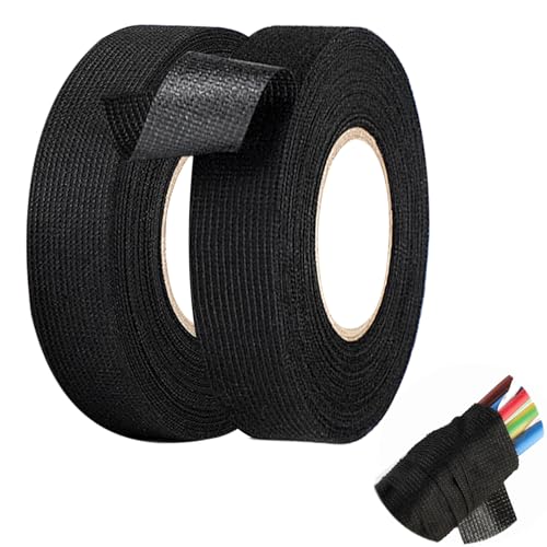 ZEKUN Gewebeklebeband 19mm*25m Gewebeband Pet-Vlies Klebeband für Verkabelung Abriebschutz, Hohe Temperaturen 51608 Isolierband für Kabelbäume Baumwolle Klebeband Perfekt für Motoranwendungen von ZEKUN