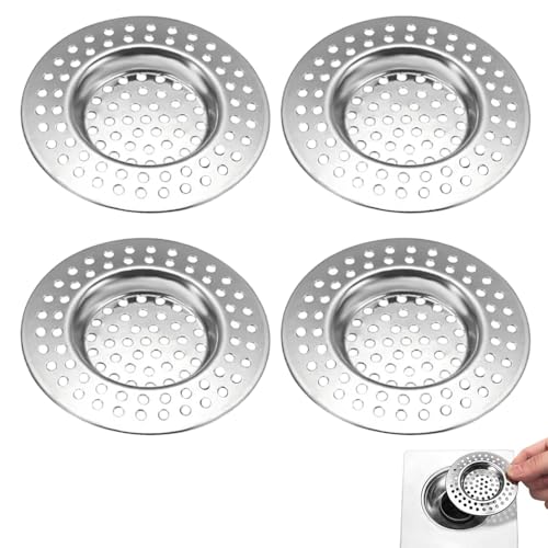 4 Stück Abflusssieb Edelstahl, Löcher Waschbecken Sieb, Abflusssieb Dusche, Waschbecken Sieb aus Edelstahl, Haarsieb Dusche, Abfluss Siebe 4 Stück Abflusssieb Edelstahl, Löcher Waschbecken Sieb, Abflusssieb Dusche, Waschbecken Sieb aus Edelstahl, Haarsieb Dusche, Abfluss Siebe von ZELHYEUU