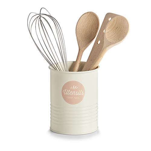 Zeller 19343 Utensilienhalter, Metall, creme/rosé, ca. Ø11,2x15cm, Küchenutensilienhalter, Ordnung in der Küche von ZELLER PRESENT SCHÖNER LEBEN. PRAKTISCH WOHNEN.