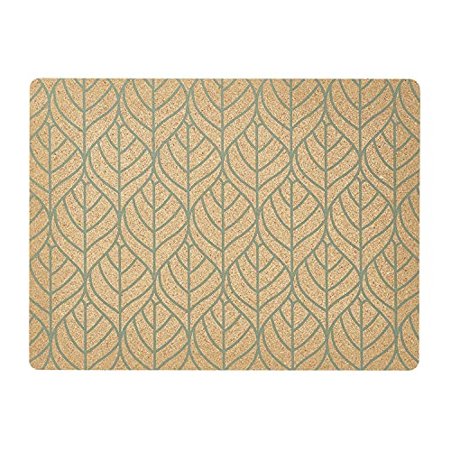 Zeller 01423 Platzset 'Graphic Leave', Kork, salbeigrün, ca. 40 x 30 cm von ZELLER PRESENT SCHÖNER LEBEN. PRAKTISCH WOHNEN.
