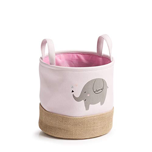 Zeller 14276 Aufbewahrungskorb 'Elefant', Polyester/Jute, rosa, ca. Ø 25 x 25 cm, Aufbewahrungskorb für das Kinderzimmer, Spielzeugaufbewahrung, Kinder, Geschenk von ZELLER PRESENT SCHÖNER LEBEN. PRAKTISCH WOHNEN.