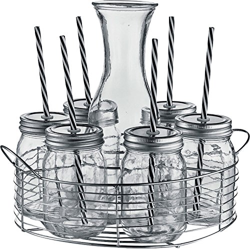 Zeller 19749 Glaskaraffe- / Gläser-Set, 8-tlg., Glas/Metall, ca. 30 x 28 x 28 cm, 6 Trinkgläser mit Strohhalm und Glaskaraffe im Metallkorb Zeller 19749 Glaskaraffe- / Gläser-Set, 8-tlg., Glas/Metall, ca. 30 x 28 x 28 cm, 6 Trinkgläser mit Strohhalm und Glaskaraffe im Metallkorb von ZELLER PRESENT SCHÖNER LEBEN. PRAKTISCH WOHNEN.