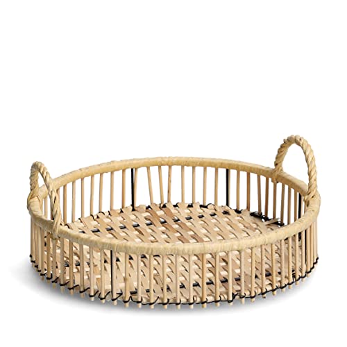 Zeller 25170 Dekotablett Rattan, Metall/Rattan, ca. Ø 32 x 12,5 cm, Dekoration von ZELLER PRESENT SCHÖNER LEBEN. PRAKTISCH WOHNEN.