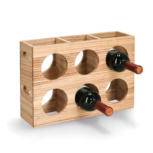 Zeller 25664 Weinregal Stripes, für 6 Flaschen, Gummibaum von ZELLER PRESENT SCHÖNER LEBEN. PRAKTISCH WOHNEN.