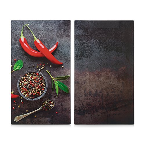 Zeller 26316 Herdabdeck-/Schneideplatten-Set "Chili", 2-tlg., Glas, anthrazit, ca. 30 x 52 cm von ZELLER PRESENT SCHÖNER LEBEN. PRAKTISCH WOHNEN.