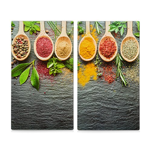 Zeller 26319 Herdabdeck-/Schneideplatten-Set "Spices", 2-tlg., Glas, anthrazit, ca. 30 x 52 cm von ZELLER PRESENT SCHÖNER LEBEN. PRAKTISCH WOHNEN.
