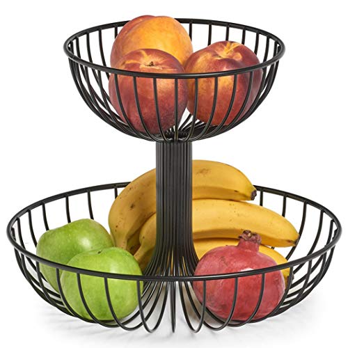 Zeller 27415 Obst-Etagere, 2-lagig, Metall, schwarz, ca. Ø 32 x 25,8 cm, Obstschale, Etagere, Aufbewahrung von ZELLER PRESENT SCHÖNER LEBEN. PRAKTISCH WOHNEN.