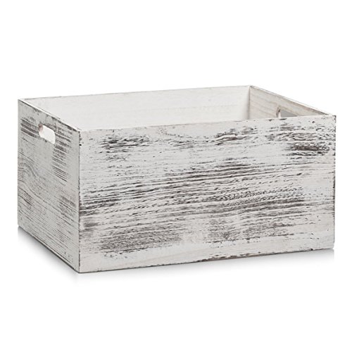 Zeller Aufbewahrungs-Kiste Rustic weiß, Holz, 40x30x20 cm, 15135 von ZELLER PRESENT SCHÖNER LEBEN. PRAKTISCH WOHNEN.