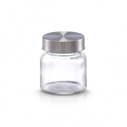Zeller Glas/Metall Gebürstet Vorratsglas, Transparent, 5.6cm Durchmesser, 6.3cm Höhe, 75ml Kapazität, 24 Stück von ZELLER PRESENT SCHÖNER LEBEN. PRAKTISCH WOHNEN.