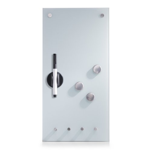 Zeller Memobord mit Haken, Glas, weiß, Circa 20 x 40 x 4 cm von ZELLER PRESENT SCHÖNER LEBEN. PRAKTISCH WOHNEN.