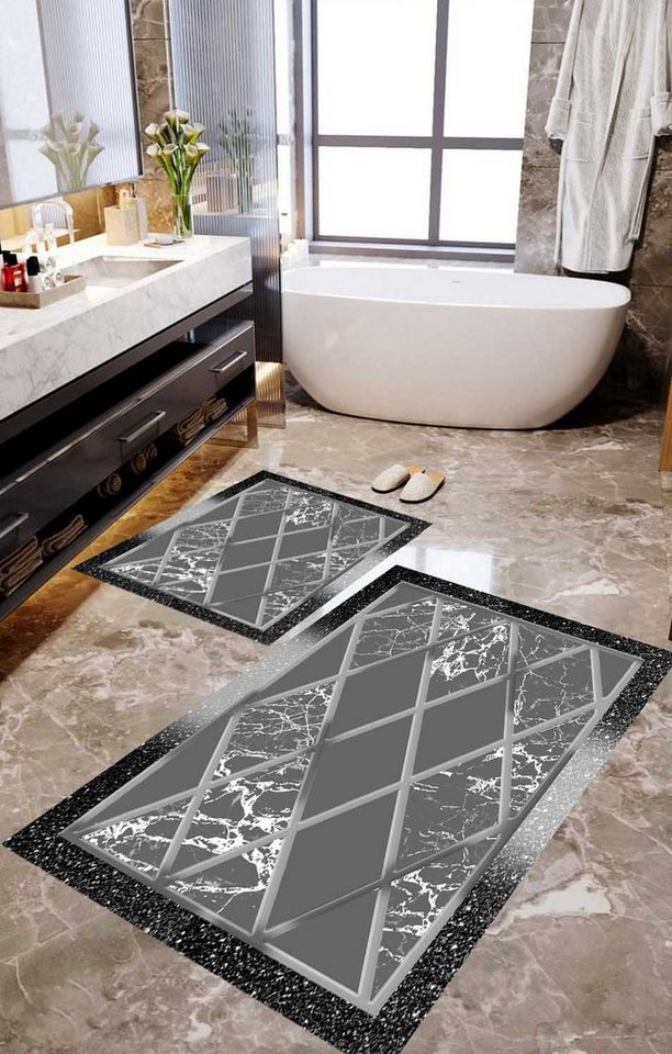 ZELLERFELD Badematte 2-teilig Bad Matte Teppich Dusche Set Matten Badezimmer Teppich ZELLERFELD Badematte 2-teilig Bad Matte Teppich Dusche Set Matten Badezimmer Teppich von ZELLERFELD