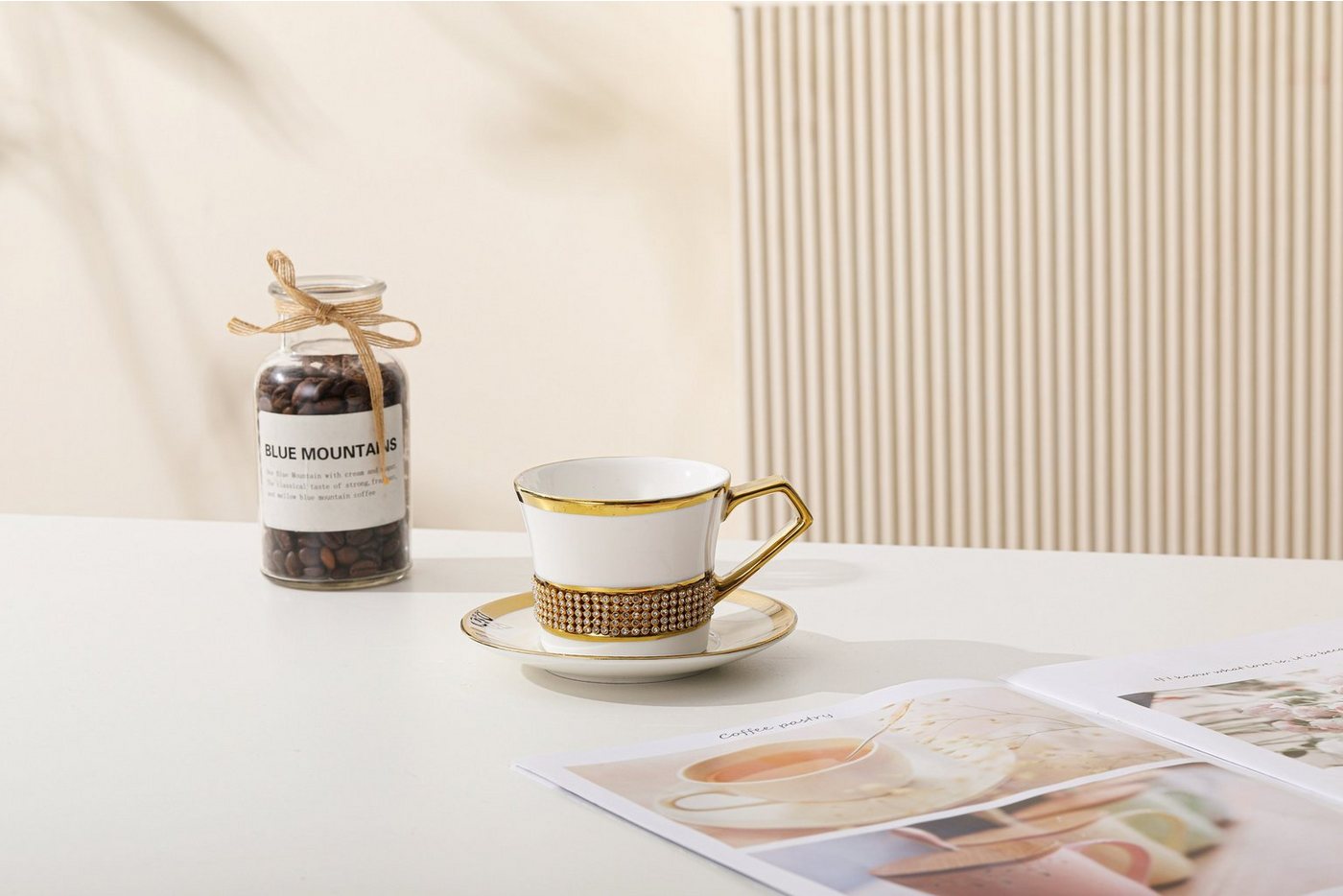 ZELLERFELD Kaffeeservice Kaffeeset aus Porzellan 6x Kaffeetasse 6x Untertasse groß (12-tlg) von ZELLERFELD