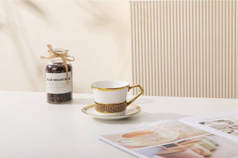 ZELLERFELD Kaffeeservice Kaffeeset aus Porzellan 6x Kaffeetasse 6x Untertasse groß (12-tlg) von ZELLERFELD