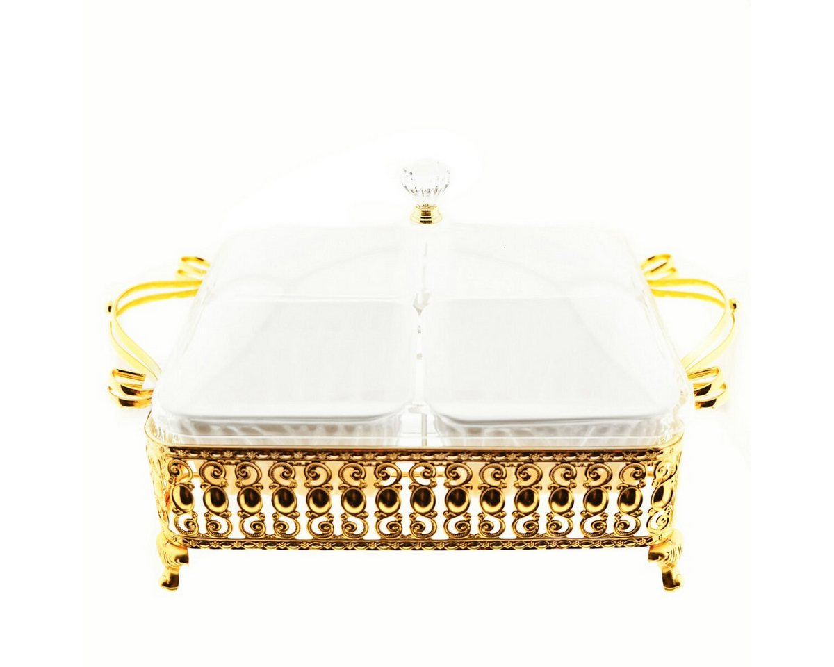 ZELLERFELD Servierschale Set Servierschüssel mit 4 Dipschalen mit Griff und Deckel Gold ZELLERFELD Servierschale Set Servierschüssel mit 4 Dipschalen mit Griff und Deckel Gold von ZELLERFELD
