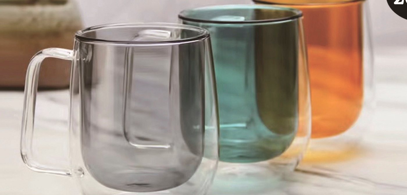 ZELLERFELD Thermoglas 2er Doppelwand Teeglas Kaffeegläser mit Henkel 300 ml 200 ml von ZELLERFELD