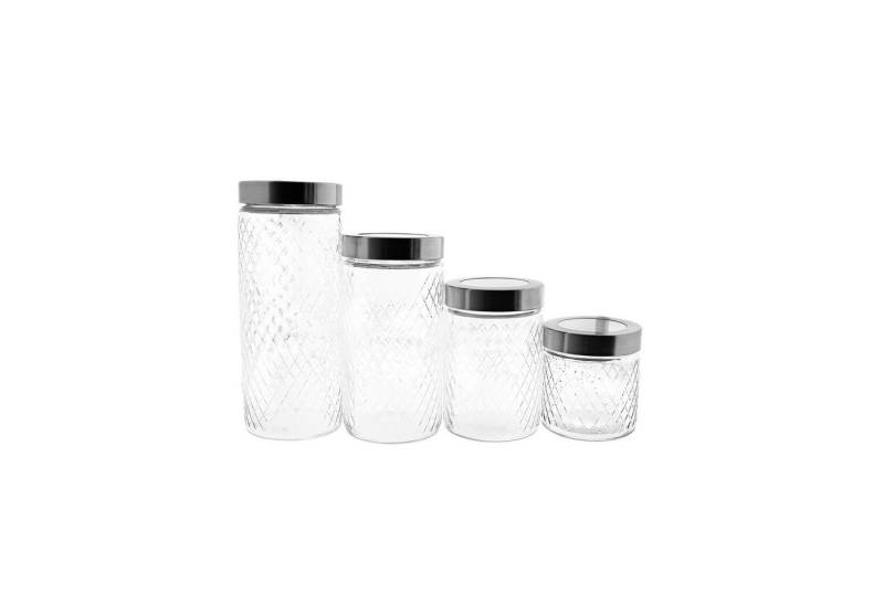 ZELLERFELD Vorratsdose 4-teilig, aus Glas in Silberoptik mit Deckel, Glas, (4-tlg., 4x Vorratsgläser) von ZELLERFELD