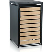 Zelsius - Mülltonnenbox für eine Mülltonne Anthrazit ral 7016 Tür in Holzoptik von ZELSIUS
