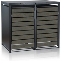Mülltonnenbox für zwei Mülltonnen Anthrazit ral 7016 Tür in dunkelgrauer Holzoptik - Zelsius von ZELSIUS
