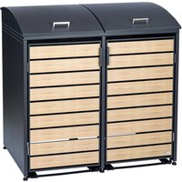 Mülltonnenbox mit abgerundetem Deckel für zwei 120 - 240 Liter Mülltonnen, Anthrazit RAL7016 - Zelsius von ZELSIUS