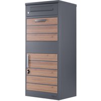 Zelsius - Paketbriefkasten RAL7016 Anthrazit mit dunkelbraunen Holzoptik Elementen mit Diebstahlsperre von ZELSIUS
